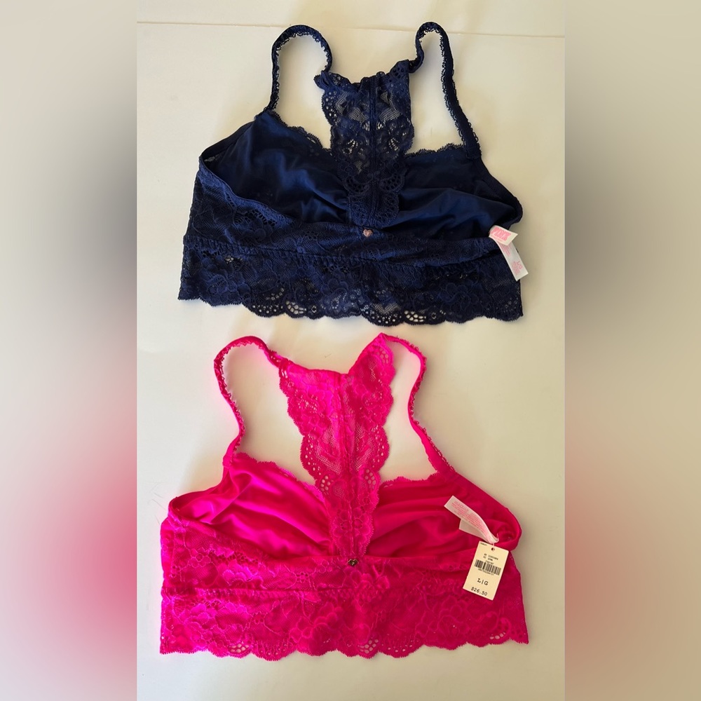 Two PINK Lace Bralettes, both size large - Picture 2 of 4